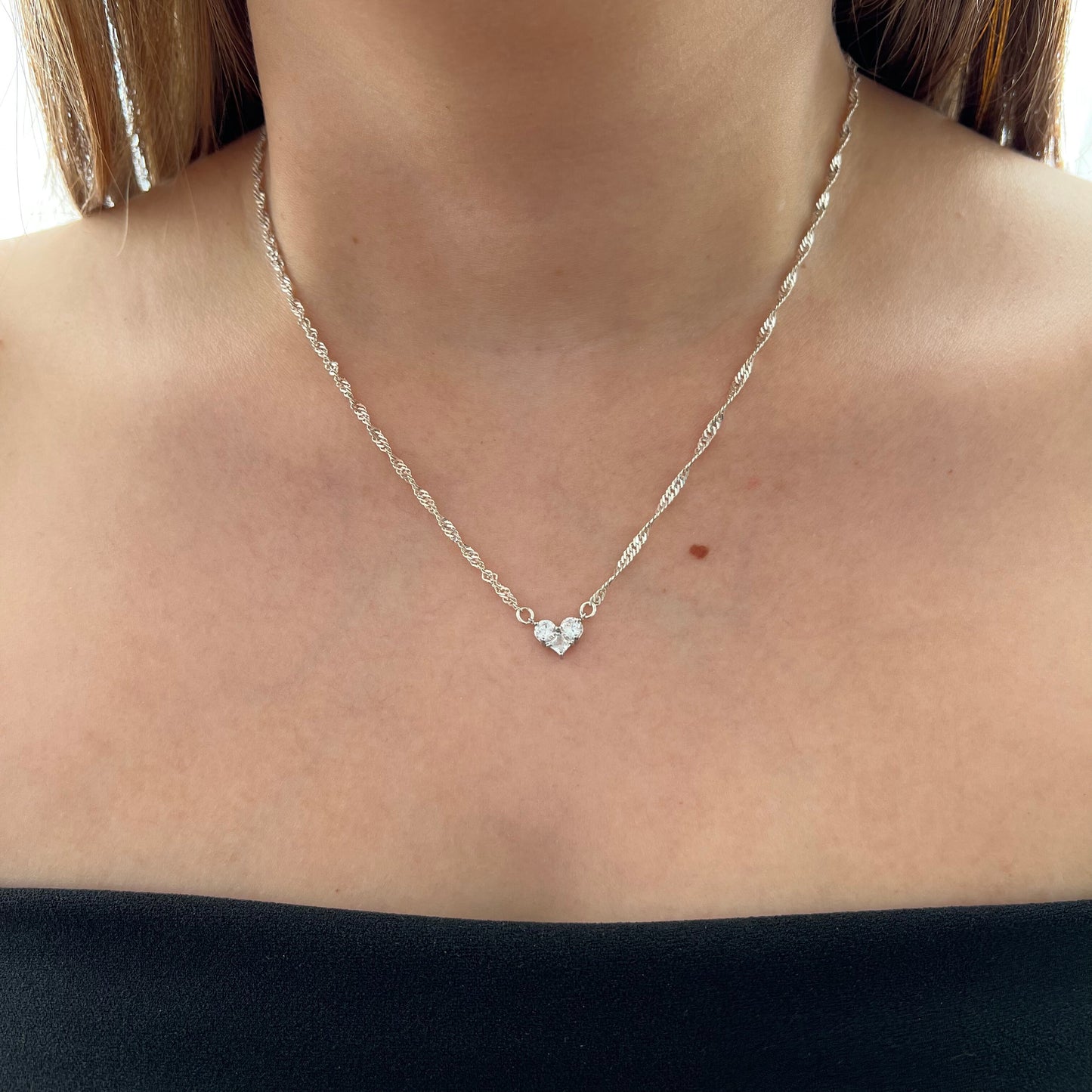 שרשרת סינגפור לב בכסף